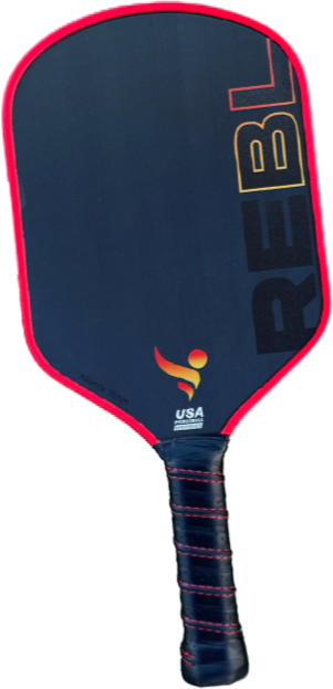 A REBL Alliance 16mm Pickleball Paddle with the word rebel on it.