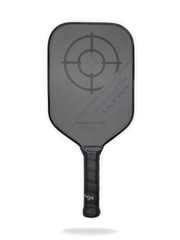 A black Engage Engage Pursuit ULTRA MX Pickleball Paddle with a target graphic on the face.