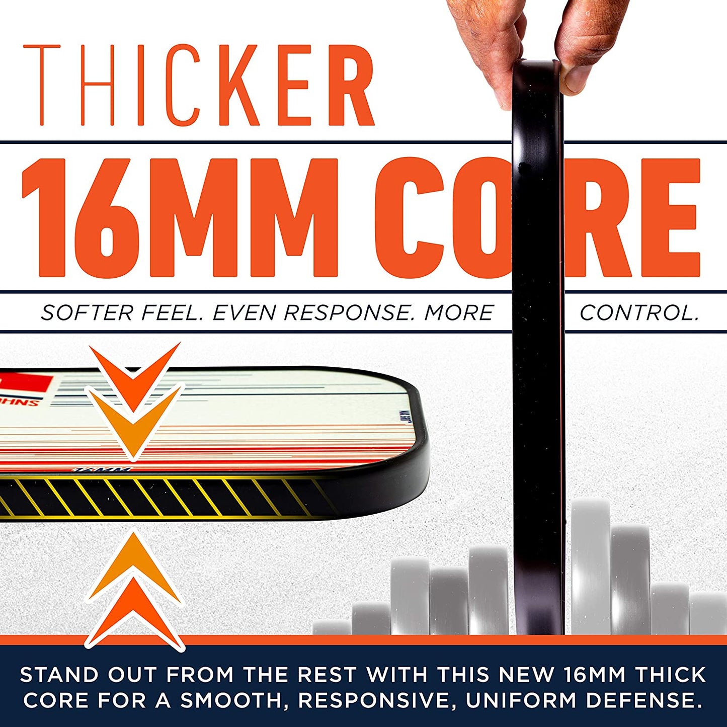 A person is holding a thicker 16mm core.