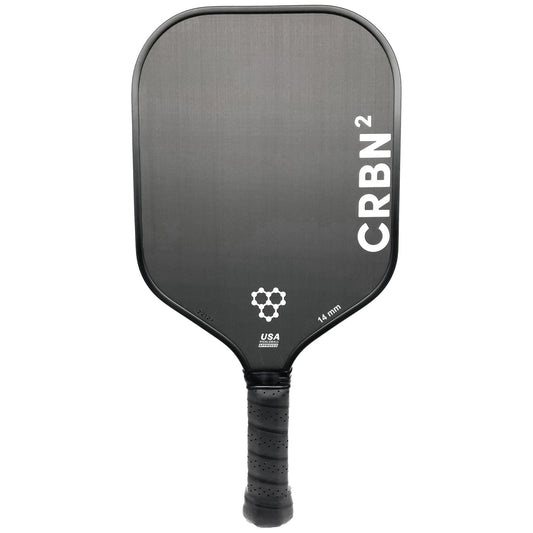 A CRBN 2 - 14mm Pickleball Paddle from Pickleballist with a honeycomb pattern and specifications including "usa" and "14 mm.