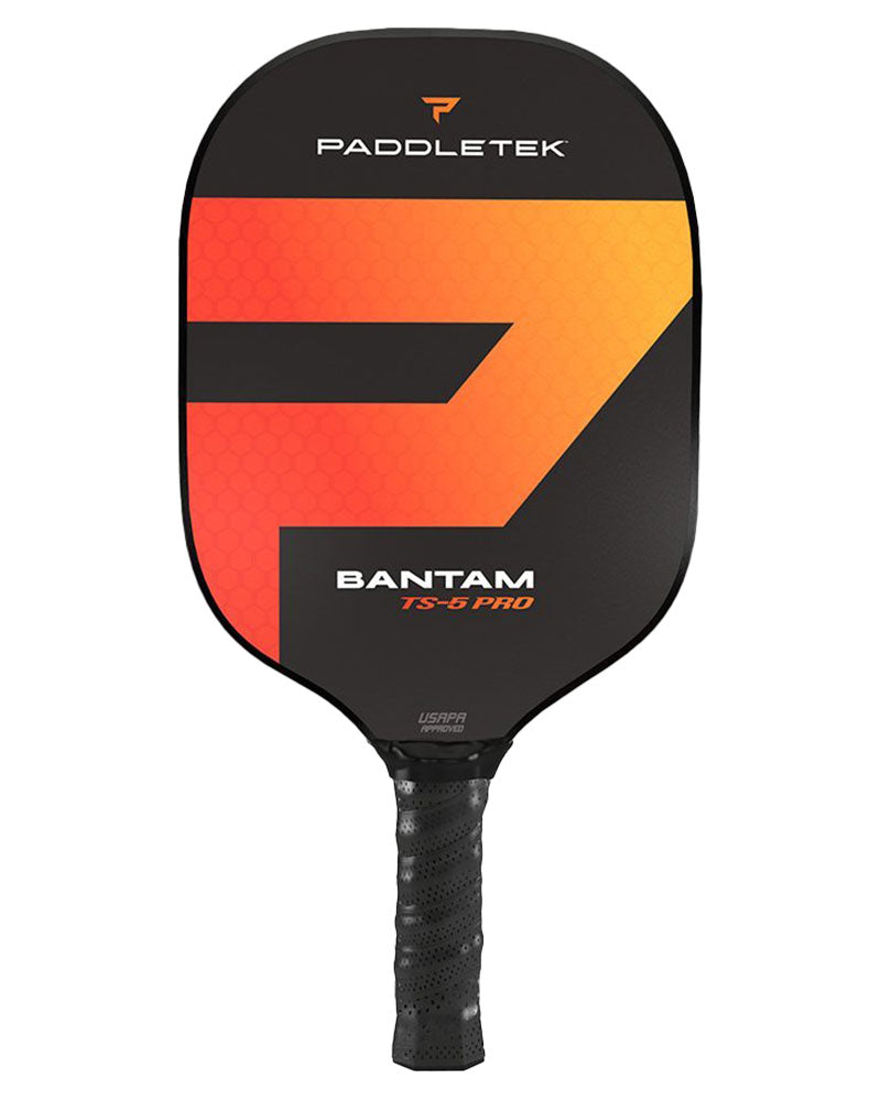 The Paddletek Bantam TS-5 Pro Pickleball paddle features a UV-coated fiberglass textured face and Smart Response Technology.