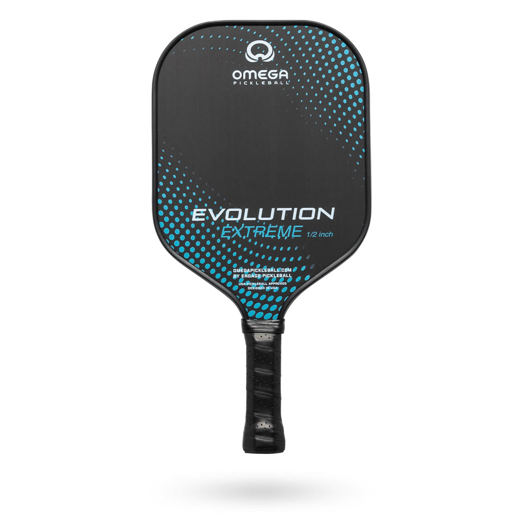 An Engage Omega Evolution Extreme 1/2 inch (13mm) Pickleball Paddle.