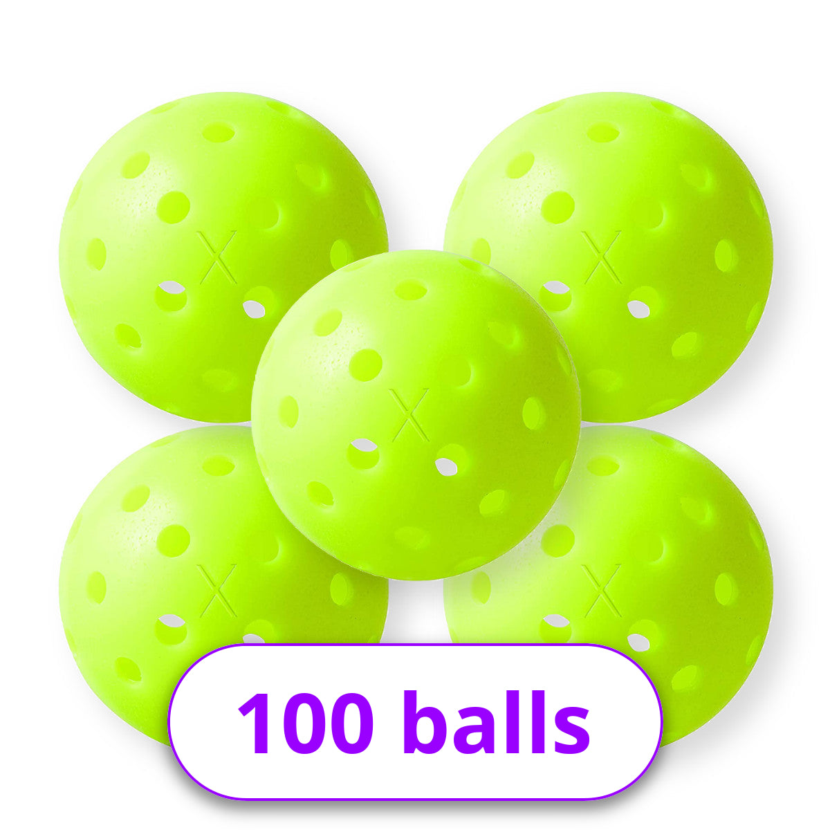 A set of Franklin X-40 Outdoor Pickleball Balls with the words 100 balls.