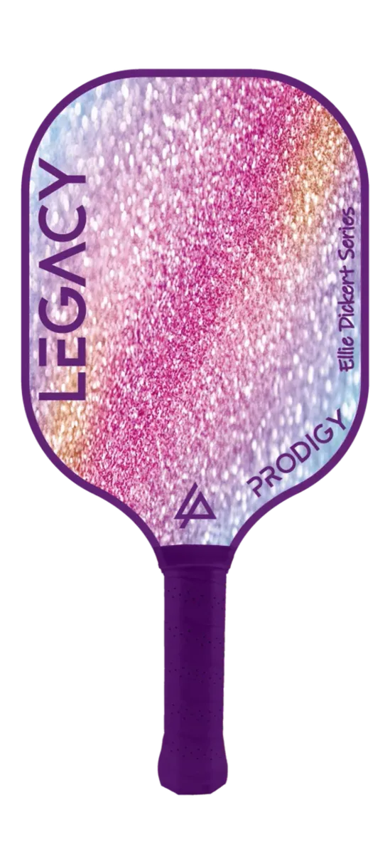 A purple paddle with the word Legacy Prodigy on it.