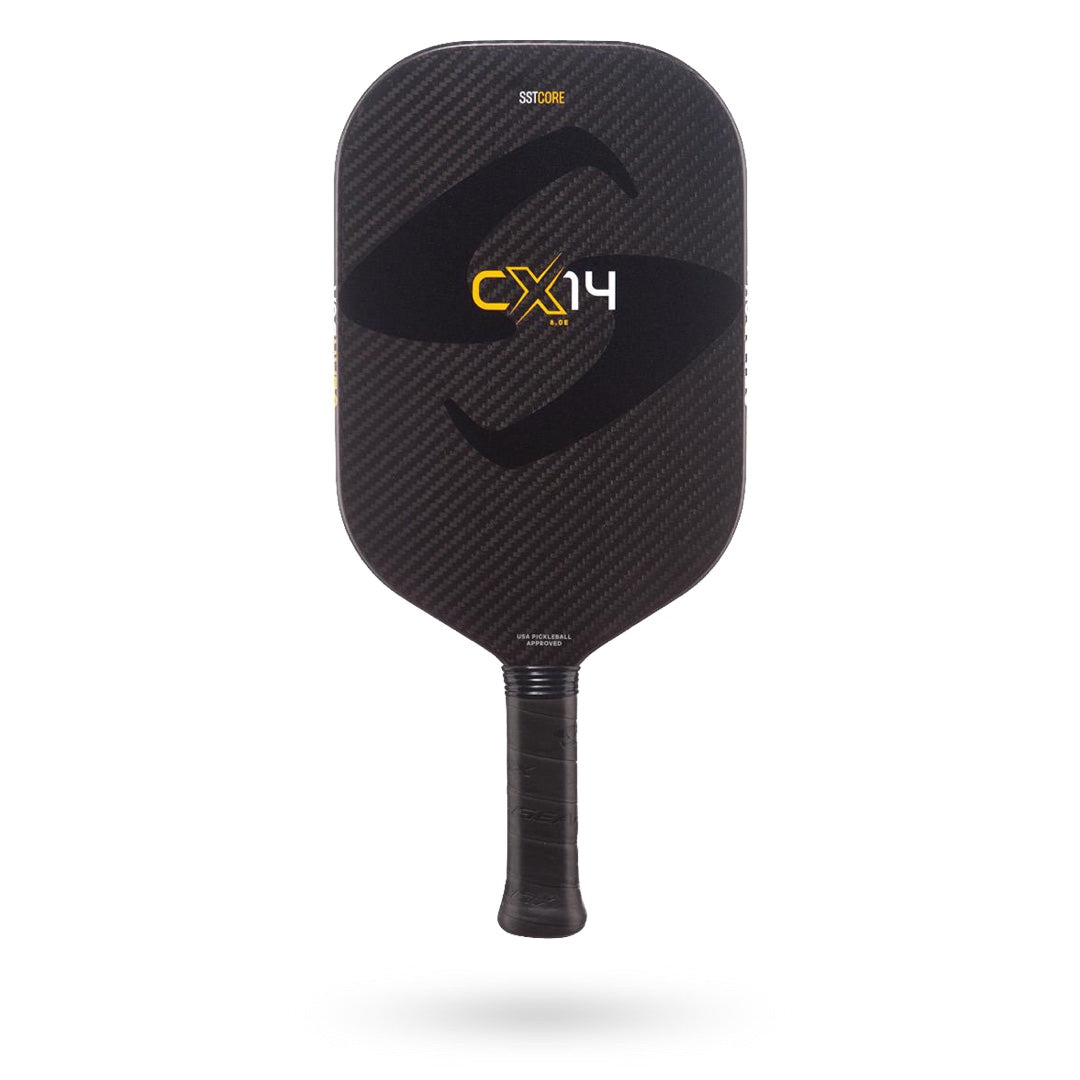 A Gearbox CX14 Pickleball Paddle with a logo on it.